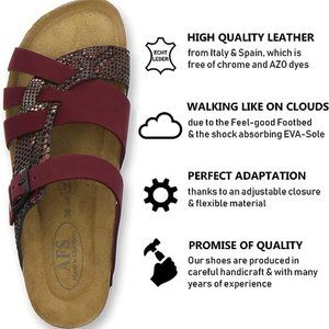 AFS Schuhe 2122 Comfort Slide Footbed Sandals Leather Slippers Made in Germany